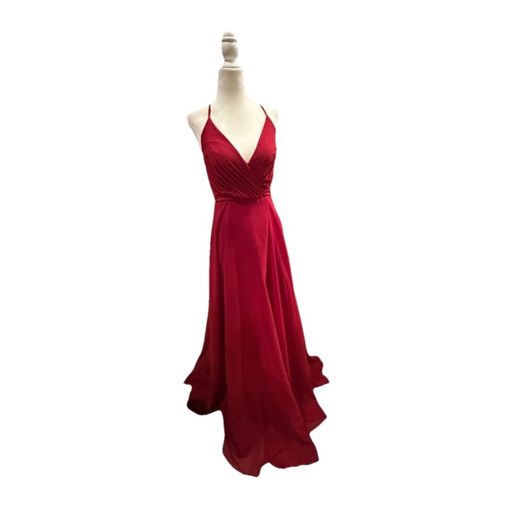 David's Bridal Bridesmaid Prom Dress Size 2 Apple Color Chiffon 3113327